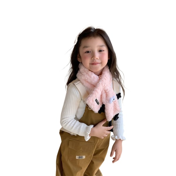 Mjuk tecknad scarf för barn Pojkar Flickor Halsduk Resande halsduk Tjock cover Varm vinterscarf Söt halsduk Pink