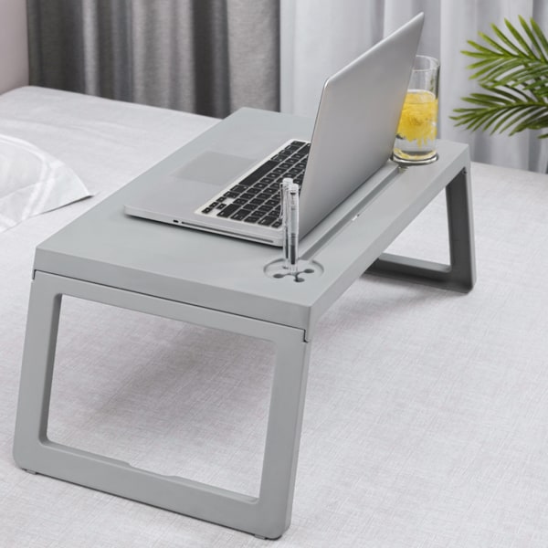 Sängbord för bärbar dator, Bärbar hopfällbar bärbar datorbricka Bord för säng/soffa/soffa Arbeta, läsa Gray