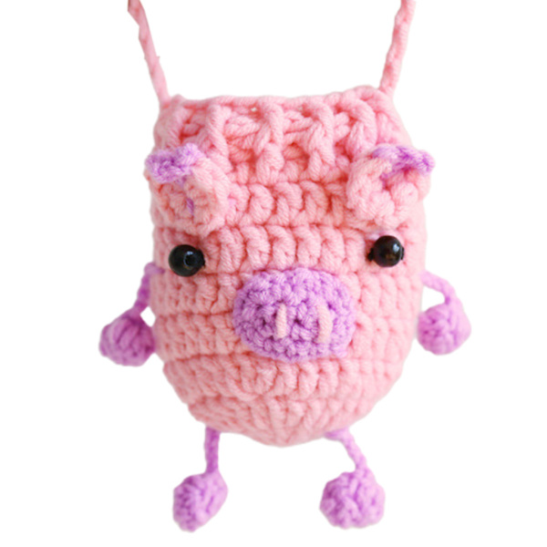 Suosittu neulontakolikkolaukku Pieni lompakkovaihtopussi Taskukukkaro Luottokorttilaukku Pink piggy