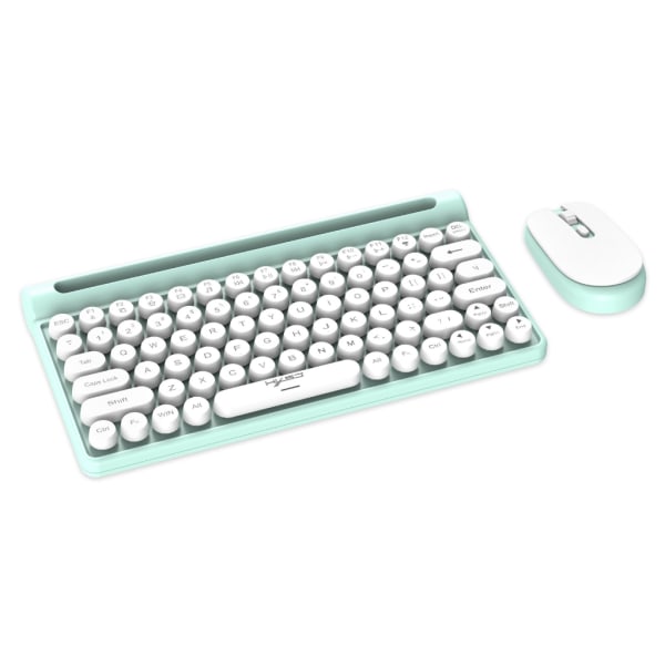Trådlöst tangentbord och mus Combo 2.4G ergonomiskt trådlöst datortangentbord med telefon Tabletthållare för bärbar dator Green