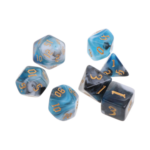 7 stk. Akryl Polyhedral Terningspil Terninger til Rollespil Brætspil 3