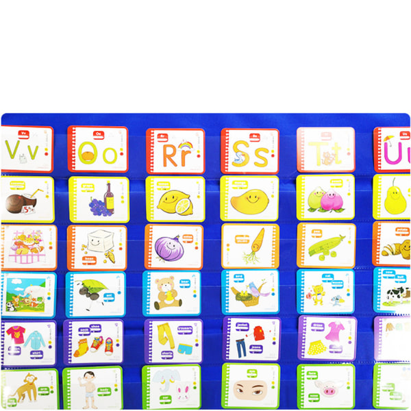 Standard Pocket Chart med 6 krokar för klassrumsvägg Organizer Chart Pocket Homeschool Teaching Supplies