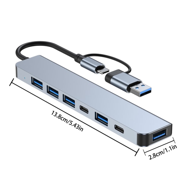 Typ C/ USB till USB 3.0 Multiport Adapter Aluminium Typ C Extender Converter