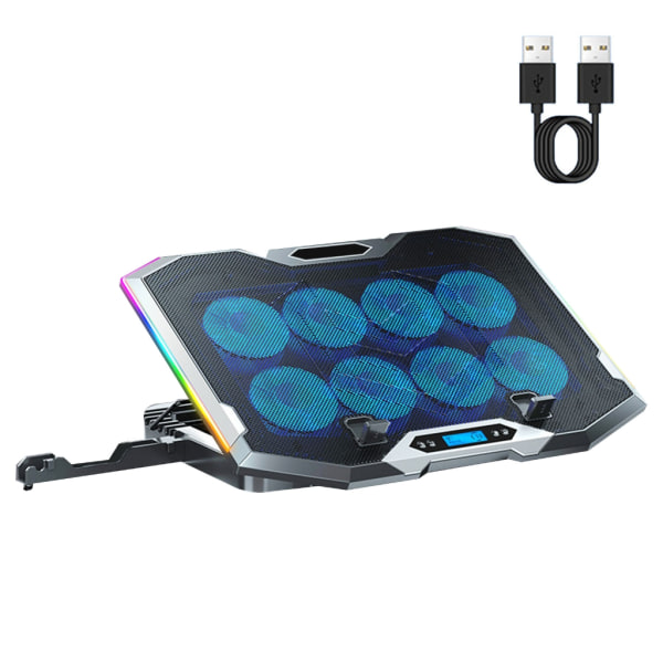 Laptopställ 8 Tyst kylfläkt Riser Hållare Tyst RGB Radiator Telefonställ för Notebook Macbooks Fäste 12-18tum
