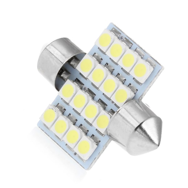 1kpl 31mm 3528 16SMD auton LED-kupolin kaksikärkinen kattokilven valo