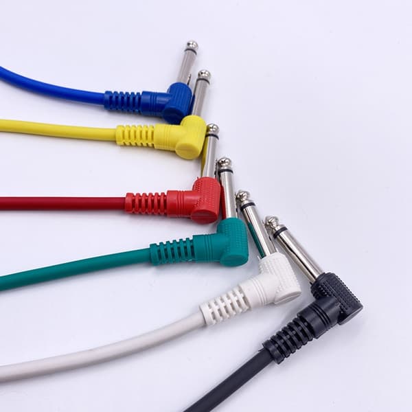 6 stk. gitarpedalkabel effektkabel ledning rett vinkel pedalbrettkabler