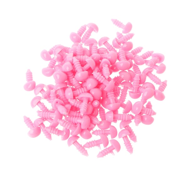 100 st plastsäkerhet för triangel sammetsnäsor för djurdockor Nalle för Pink