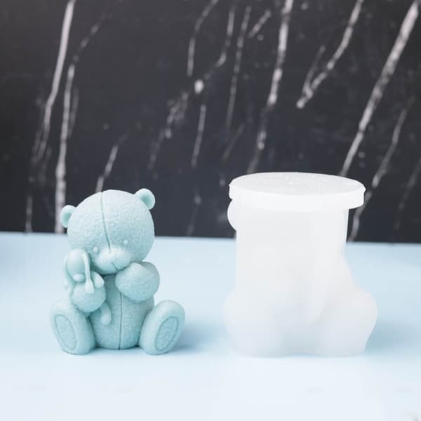 Silikoneform 3D Bjørn Lysforme DIY Lerbageforme Dyreharpiksforme