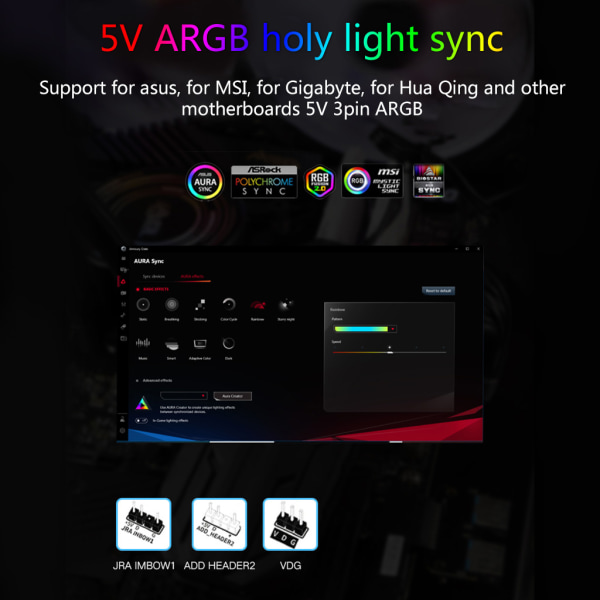 1 till 3 RGB Splitter ARGB 5V 3Pin förlängningskabeladapter 30cmLED-belysning för PC Strip Sync-kabel