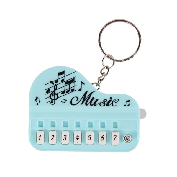 Elektroniskt tangentbord nyckelring i fickstorlek Minimusikleksak med flera ljudeffekter Perfekt för musikentusiaster Present Blue