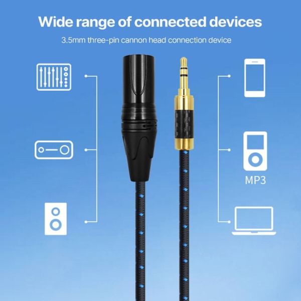 Uppgraderad 3,5 mm till XL sladd Klart och smidigt ljud Avancerade patchar Kabel Mikrofoner Kabel för kvalitetsljudöverföring 100cm