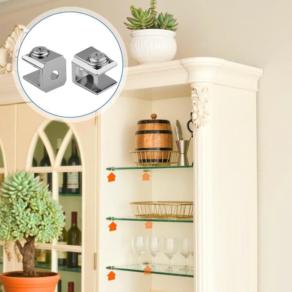 20 stk. hylleklips i rustfritt stål for glasshyller for 3-8 mm tykke paneler