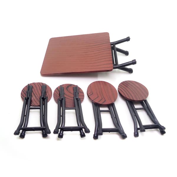 1/12 Skala Dockhus Möbler Set Plast Hopfällbart Bord och 4 Stolar 5-pack