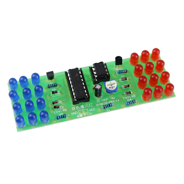 Elektronisk blinkende lygter Loddeøvelsestavle LED NE555 CD4017 IC LED Elektroniske lyssæt Rød Blå Dobbeltfarvet