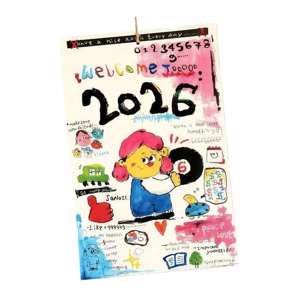2026 Hængende Kalender Kunstneriske Skitser Klart Datosystem Generøs Note