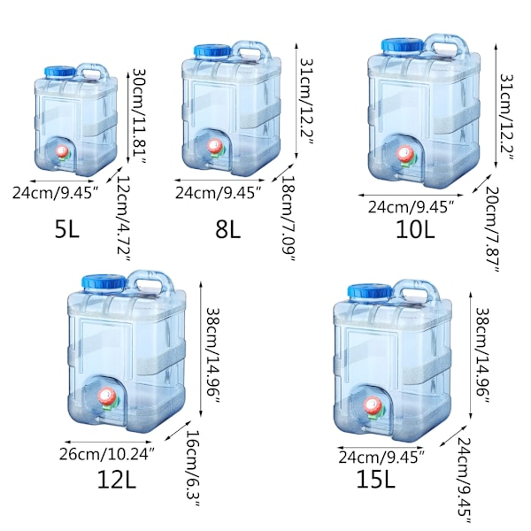 5/8/10/12/15L Vandbeholder med hane Stor kapacitet Udendørs vandspand 15L