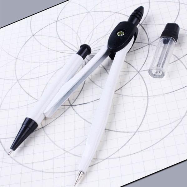 Metall kompass med blyertspenna låda skolstudenter rita rita cirkel leveranser Black