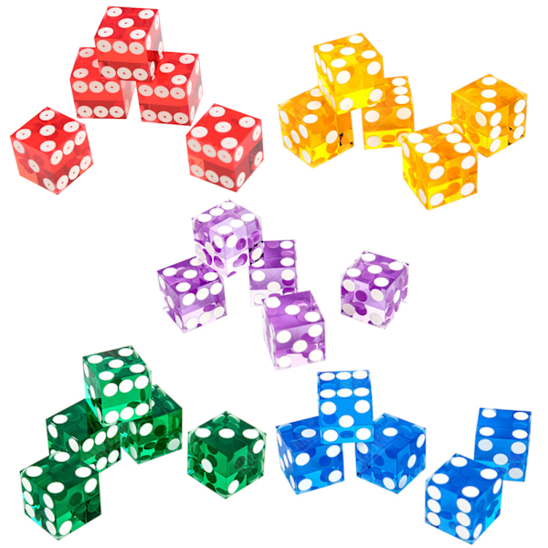 Högkvalitativa genomskinliga tärningar i akryl med sex sidor, D6, 19 mm, kasinotärningar, 5-pack Red