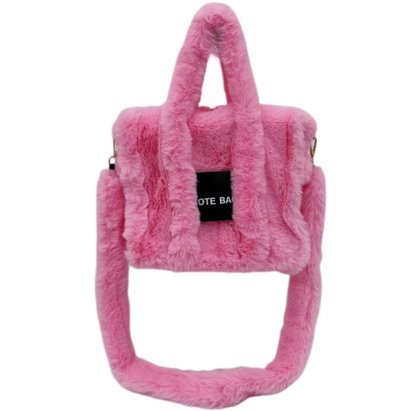 Damväskor Höst Vinter Axelväska Plysch Messenger Bag Top Handväska Handväska Pink