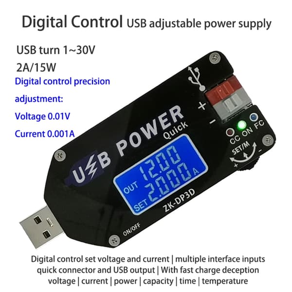 15W USB Step UP Strömförsörjningsmodul Boost Justerbar Omvandlare Fläktkontroll