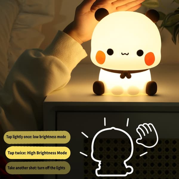 Genopladelig Silikone Panda Natlampe med Tryksensoraktivering for Blød Belysning