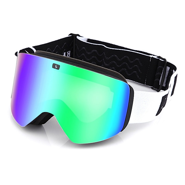 Magnetiska skidglasögon Snowboard Vinter Snö Lins Dubbla Lager Anti-fog Skidglasögon UV för Skydd Skridsko Glasögon Silver