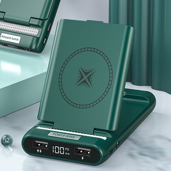 10000mAh Power Bank PD+QC 3.0 Snabbladdning Powerbank Extern batteriladdare Magnetisk trådlös Green