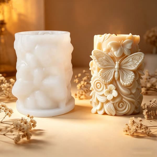 Sommerfugleblomst Cylindrisk Silikoneform Til Fremstilling Af Stearinlys Sæbe Chokolade
