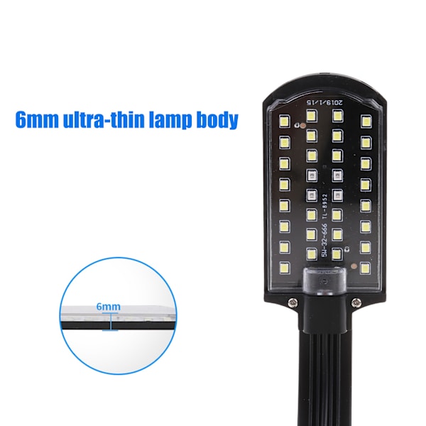 LED Aquarium Clamp Light Clip on Fish for Tank Lampa Vit & Blå Belysning Perfekt för vattenväxter Tropisk fisk tillväxt