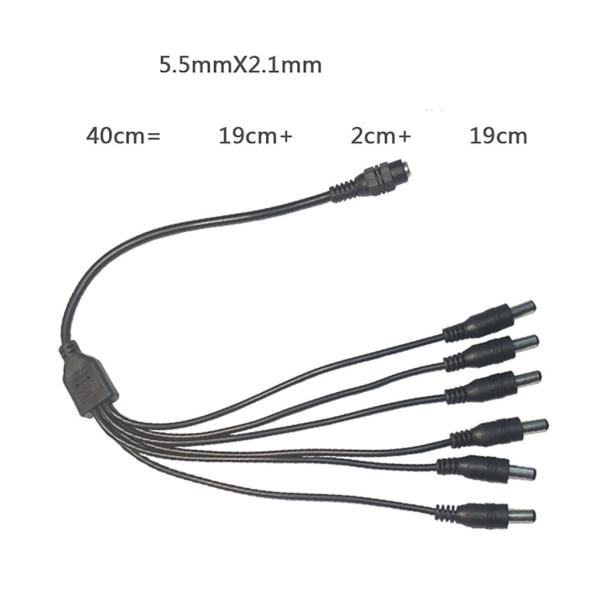 40 cm DC5521 power 5,5 x 2,1 mm naaras - 5,5 x 2,1 mm urosliittimet jakojohdon jatkojohto näyttöjen reitittimille null - One for five