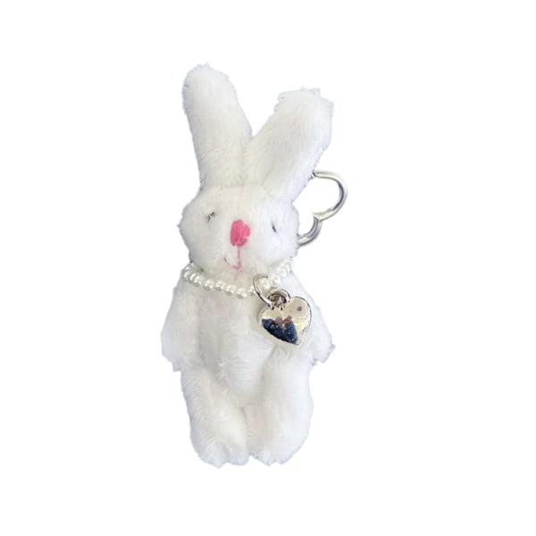 Hjärta tecknad docka-kanin nyckelring hänge kanin telefon kedja docka-plysch-tillbehör Söt handväska Charm handväska hänge White