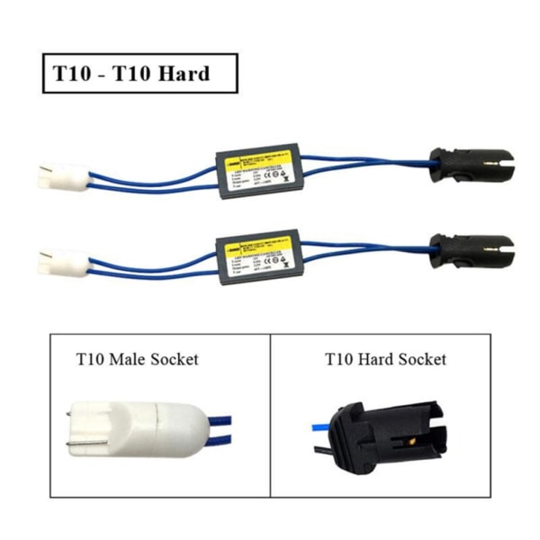 LED Varningsavbrytare Felavkodare CanbusCable T10 W5W 194 12V Lastmotstånd Billampa NO Fel Eliminatorer Felfunktioner null - 4PCS