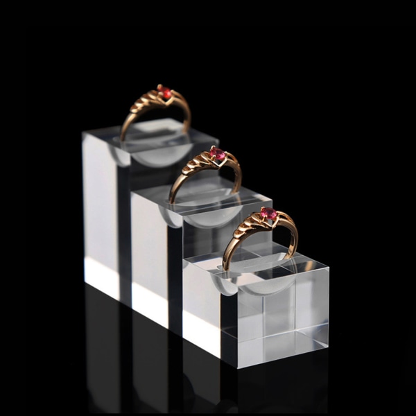 1 Set Ring Hållare Klar Akryl Rektangel Smycken Display Hållare Ring Förvaring Organizer Ställ för smycken Vigselring