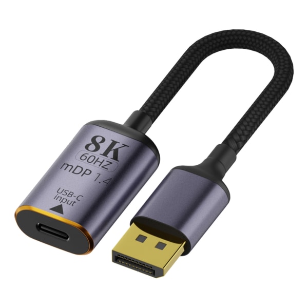 Type C USB3.1 Hun til DP- Displayport /Mini-DP mDP1.4 Han 8K Adapter Converter Kabel HUB 18cm/7.1in