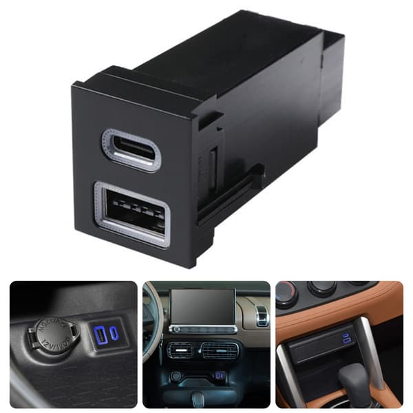 Billaddare med dubbla portar stöder PD QC3.0-teknik Enkel installation