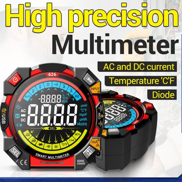 Digitalt multimeter voltmeter kontinuitet NCV-måler LCD-tester modstandstest