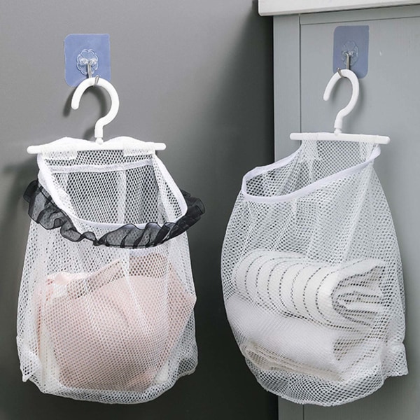 Hängande tvättkorg Tvättväska att hänga Vikbar mesh Smutsig tygkorg med bärhandtag Hotellanvändning White