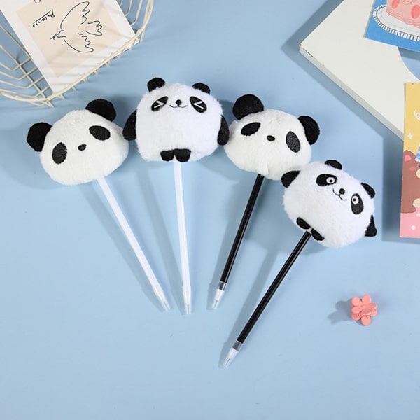 6 stk Panda kulepenn Plysj Panda Skrivepenn Julestrømpefyll for Kid Gutt Jente Julefest Favor null - C