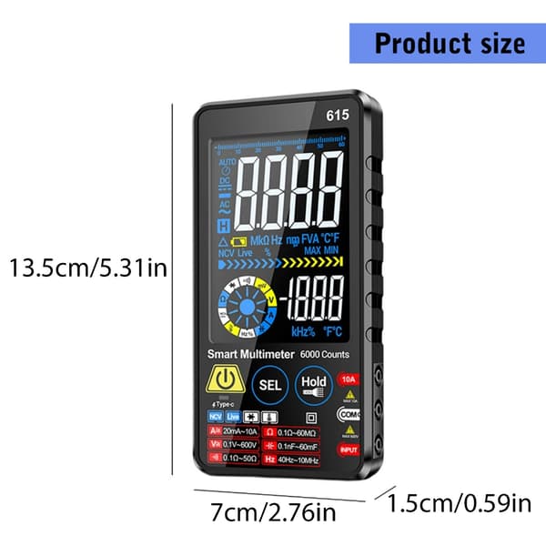 Digitalt Multimeter Auto Range Genopladelig Enhed til Elektrisk Vedligeholdelse