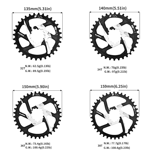 Cykelkæde Klinge Cykel Kæde Ring 32/34/36/38T Mountainbike GXP Krank N3