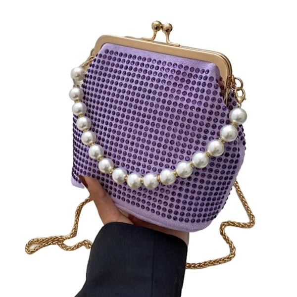 Trendig kvällsväska för kvinnor med kedjehandväska Chic resefesttillbehör Purple