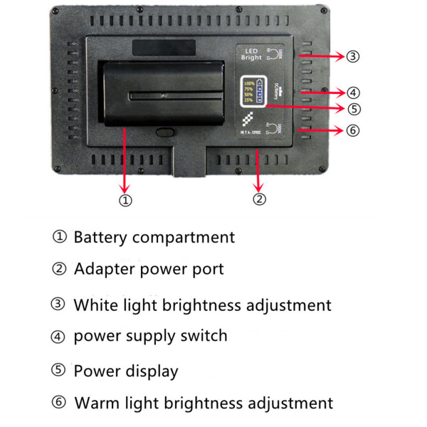 Dimbar LED-videoljuspanel RGB-panelfotograferingsljus 1800MAH batteritid för DSLR-kamerorfotografering med LCD