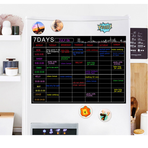 Whiteboard-kit för magnetiskt kylskåp med markörer Eraser A3 Vecko-att-göra-lista White