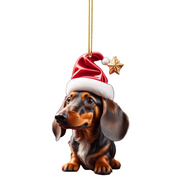 Ny jul 2D Rolig Tax Hundhänge Bil Backspegelhäng Bilinteriörtillbehör Julgransdekor för null - 3