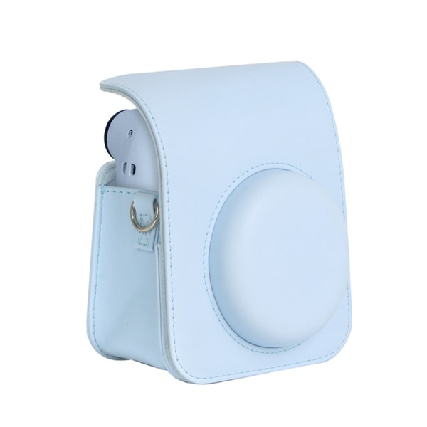 För Instax Mini 12 case Resväska PU-läder Mjuk axelväska för Fujifilm Film Camera Bag + Axelrem Hydrangea blue