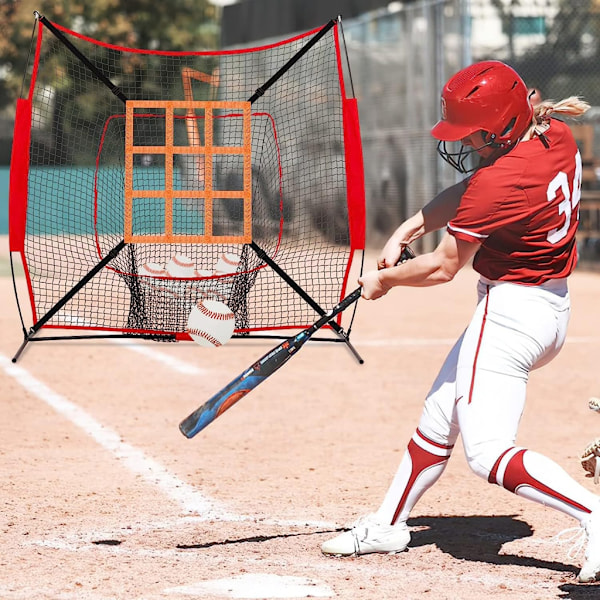 Baseball Træningsnet til Batting, Catching, Pitching Red 1 grid target net