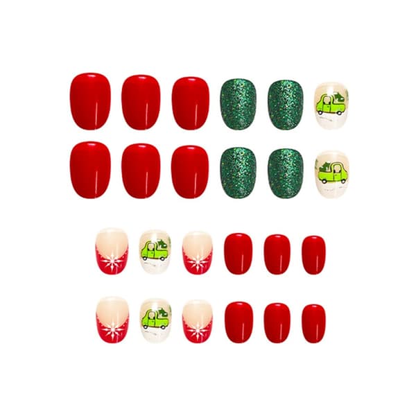 Flash Press On Fingernail Vinterferie Design Stabil Ovalformet Manikyrsett