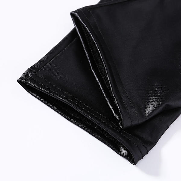 Naisten Tekonahkaiset Joustavat Skinny Pencil-housut Vetoketjulla Koristellut Leggingssit Black