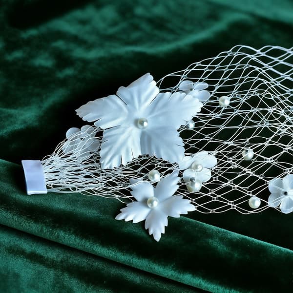 Perler Brudehodeplagg Bryllupsfascinator 1920-tallsstil Blomsterbesatt