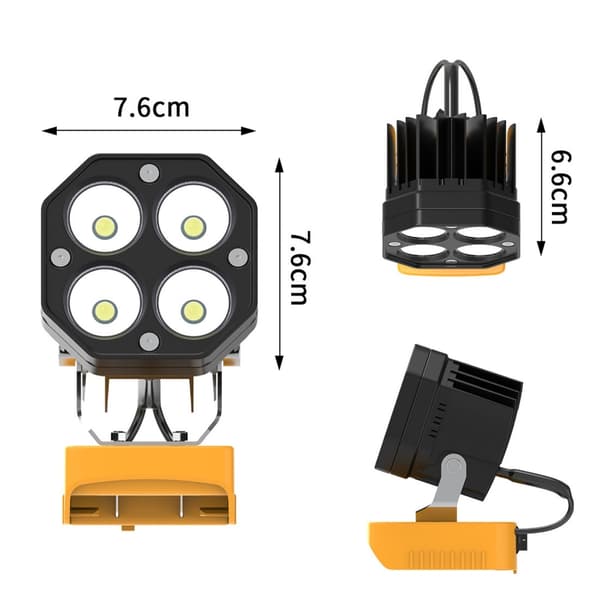 6000LM 40W LED arbeidslys for 18V 20V batteri, vannbestandig